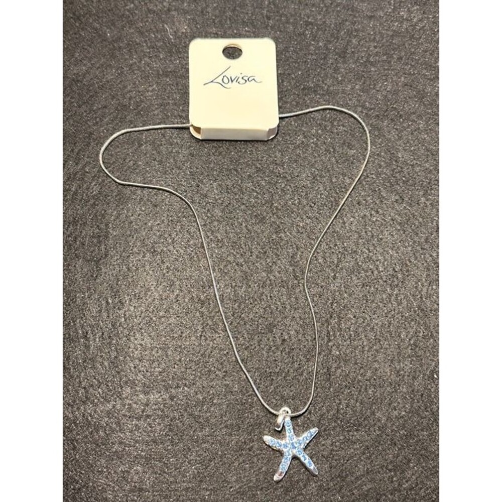 lovisa silver tone starfish pendant necklace rhinestone beach jewelry nwt cute